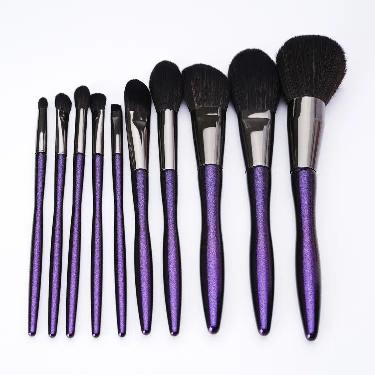 Wholesale Makeup Brush Sets 11PCS Purple Makeup Brushes Kits Wood Handle Private Label Customize Makeup Brush Set