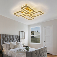 Plafonnier LED en cristal en acier inoxydable GreeLustr de style moderne avec design carré géométrique 6000K pour appartement