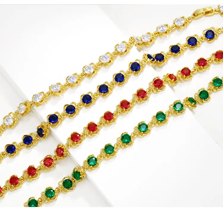 212 Xuping moda aleación de cobre Dubai joyería de cristal chapado en oro al por mayor pulsera de circón de mano para mujer