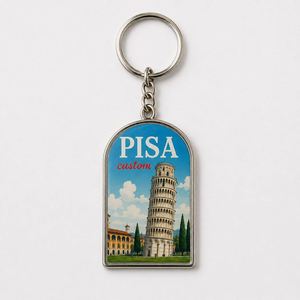 Porte-clés personnalisé en gros, pendentif Tour inclinée de Pise, culture italienne, chaînes, Italie, design de voyage européen, souvenir, porte-clés - Product Image 3