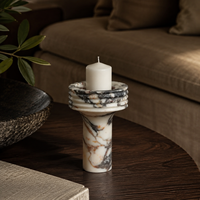 NANWEI Porte-bougie de Noël en marbre viola fait main, design sculptural sur piédestal, pour la décoration de table moderne à la maison et à l'hôtel