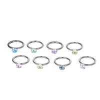 Gaby Bijou de piercing clicker segmenté pour l'oreille en Titane F136 de qualité implantable, 4 mm, forme géométrique, avec Zircon