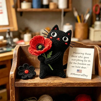 Jouet chat en fleur fait main, cadeau anti-stress pour enfants, amusant et éducatif, en fil et rembourrage en coton PP, pour les 5-7 ans, faible MOQ