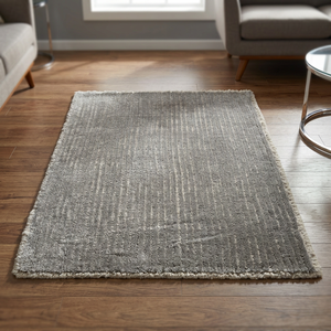 Alfombra Moderna Rectangular de Viscosa con Borde Tejido a Mano, Color Marrón Sólido, Pelo Mediano, Base de Algodón, Lavable a Máquina, para Pasillo y Hogar - Product Image 2