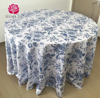 P039 Nappe Rectangulaire et Ronde à Imprimé Floral Rose, Bleu Marine, Bleu Roi pour Mariages, Fêtes et Décoration d'Événements