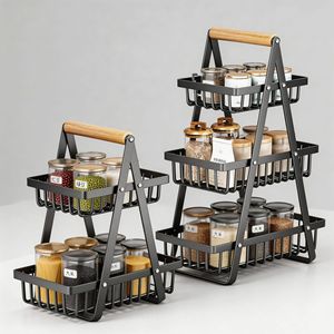 ชั้นวางของ Sea Shark 2 ชั้น ทำจากเหล็กคาร์บอนอเนกประสงค์ สำหรับจัดระเบียบของในครัว ใส่ขนม ผลไม้ และผัก - Product Image 1