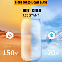 Vasos de Vidrio Borosilicato Transparente Esmerilado de 500 ml con Diseño para Sublimación, Vasos Libby con Forma de Lata de Cerveza o Refresco, con Tapa y Pajita para Té