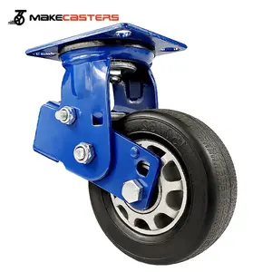 重型脚轮5 6 8英寸脚轮车轮旋转制动工业减震橡胶减震器弹簧伸缩脚轮