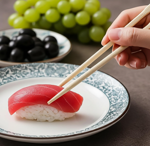 Baguettes jetables en bambou rondes pour <span class=keywords><strong>sushi</strong></span>, ramen, <span class=keywords><strong>restaurant</strong></span>, à emporter, fête, camping, usage quotidien, vente directe d'usine - Product Image 1