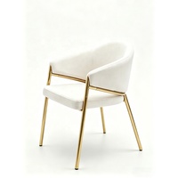 Dojii Lot de 4 chaises de salle à manger modernes en velours Chaise de salle à manger blanche rembourrée sans accoudoirs avec pieds en métal pour meubles de cuisine