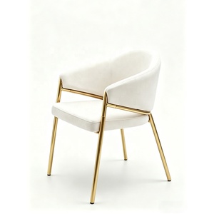 Dojii Set of 4 Modern Velvet Side Dinning <strong>Chairs</strong> Armless Padded <strong>White</strong> <strong>Dine</strong> <strong>Chair</strong> <strong>with</strong> Metal <strong>Legs</strong> for Kitchen Live Room Furniture - Product Image 2