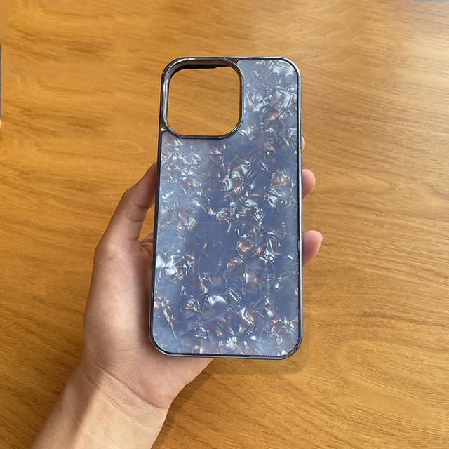 Electroplated Pearl Shell Phone Case for iPhone 16 15 14 13- Iridescent TPU/PC Hybrid with Rainbow Glow Effect
