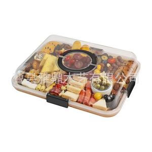 Bamboo Wood Serving <b>Tray</b> With Compartment Cheese And <b>Snack</b> Platter For Household Outdoor Use Natural Color V58 - Product Image 1