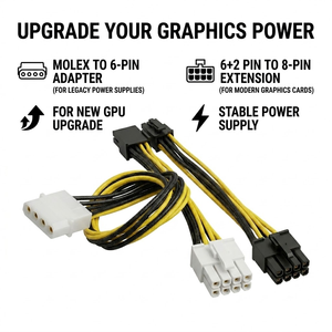 Power Supply 4P to 8P 4pin to 8pin Extension Cable Assembly Copper Core PVC Insulation 50MM Length Electronic - Product Image 2