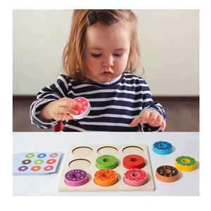 Boys Girls New Wood Donuts Mold Board Game Matching Preschool Learning Educational Games for Kids - Product Image 1
