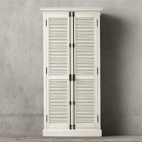 Armoire moderne en bois massif américain, couleur bois, avec portes à persiennes, meuble de rangement durable, facile à assembler, mobilier de chambre à coucher
