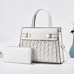 2-teiliges Set trend ige Damen-Einkaufstasche und Brieftasche mit Schulter griff und Reiß verschluss Casual Fashion Style für Damen - Product Image 4