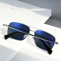 Lunettes de soleil haut de gamme en titane pur 20195 pour hommes, verres en verre minéral, revêtement anti-reflet AR, UV400, marque de luxe