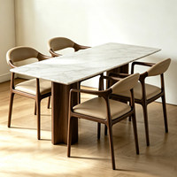 Chaise de salle à manger en bois massif de style nordique BST avec siège et dossier en cuir PU, fauteuil au design moderne pour la maison, le restaurant, l'hôtel, le café