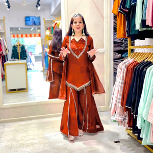 Conjunto de Salwar Kameez de Seda Bordado para Mujer con Pedrería y Lentejuelas, Dupatta de Georgette Sintética, Traje para Boda y Fiesta, Secado Rápido - Product Image 1