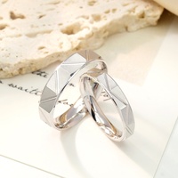 Bagues de couple en argent véritable 925 en gros, cadeaux de mariage, alliances simples, bague de promesse