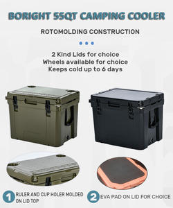 Glacière rotomoulée commerciale Boright 55QT, robuste, en LLDPE, avec kit de roues en option, pour le camping en plein air, les aventures à la plage - Product Image 4