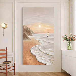 Hand Painted Oil Painting Creamy Style 3D Visual Effect Wabi Sabi Art For Entryway Living Room Hallway Decor - Product Image 3
