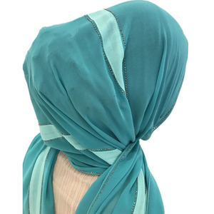 Bufanda multicolor de alta calidad para mujer, hiyab musulmán de Chifón con empalme de diamantes, bufanda Islámica - Product Image 3