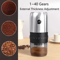 Nouvelle machine à café portable USB électrique, moulin à grains de café 40 vitesses réglables, rechargeable, mini machine à café domestique