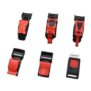 <b>Plastic</b> Adjustable Buckle with Pull Tab Red and Black Color User-Friendly Design for Bag Strap Use - Product Image 1