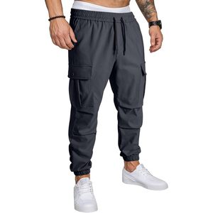Pantalon de jogging cargo pour homme FOXA, taille élastique, cordon de serrage, coupe ajustée, plusieurs poches, respirant - Product Image 1