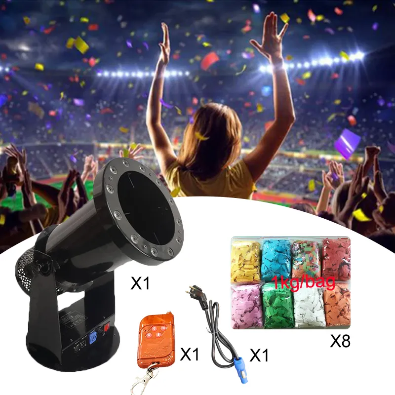 Atacado personalizado conjunto para venda festa LED elétrico confete ventilador cor papel canhão máquina + inflamar retardando papel colorido c