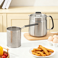 Grand récipient filtrant à huile polyvalent en acier inoxydable de 2L pour cuisine, idéal pour la graisse de bacon et la friteuse, pour la cuisson des frites sur le plancha
