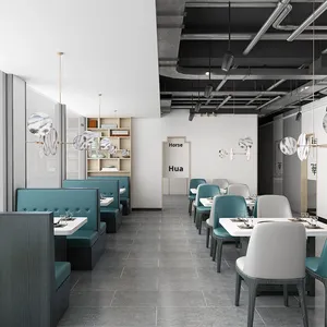 Conjunto de Sofá en Forma de C y Mesa <span class=keywords><strong>para</strong></span> Barbacoa Personalizado, Cabinas de Comedor Comerciales Profesionales <span class=keywords><strong>para</strong></span> Restaurantes de Barbacoa Coreana - Product Image 4