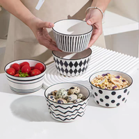Ensemble de vaisselle en céramique de 4.5 pouces en porcelaine design moderne noir et blanc de Offre Spéciale d'usine