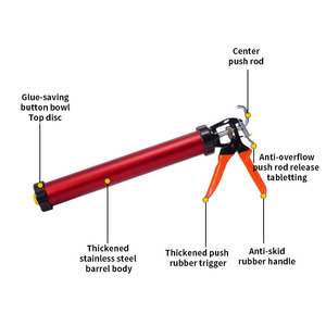 Pistolet à colle manuel en acier inoxydable de qualité industrielle portable, rouge, pour la construction, poignée anti-fuite - Product Image 4