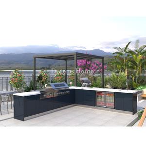 2026 Dorene L şekilli açık gaz ızgara Modern komple sistem mutfak ahşap renk açık mutfak ile Pizza fırını - Product Image 4