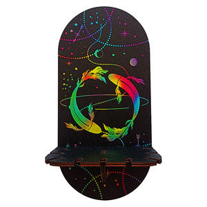 Étagère murale <span class=keywords><strong>en</strong></span> bois et porte-bijoux <span class=keywords><strong>de</strong></span> style bohème avec bougeoir - Cadeau <span class=keywords><strong>de</strong></span> Pâques et <span class=keywords><strong>de</strong></span> remise <span class=keywords><strong>de</strong></span> diplôme - Product Image 1