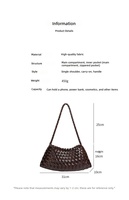 Sac fourre-tout élégant haut de gamme pour femme, bandoulière unique, grande poche intérieure, design tressé à la main, en PU et polyester