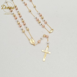 Collar de cuentas de oración de oro laminado de 14k de alta calidad, 6mm, con la imagen de San Judas y la Virgen María, joyería religiosa de gran venta. - Product Image 6