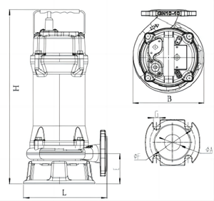 SUOU <b>PUMP</b> 50WQX10-12-1.1 Series Cast Iron Stainless Steel Large Flow Sewage Submersible Cutting <b>Pump</b> - Product Image 6