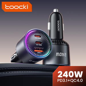 Carregador de Carro Toocki de Alta Potência 240W com Múltiplas Portas USB C1 140W USB C2 100W USB A 30W Carregador Rápido para Viagens - Product Image 2
