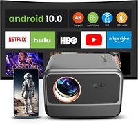 Proyectores H10 Android 11 2/16GB, Proyectores Portátiles Inalámbricos para el Hogar con Bluetooth 5.0, Mini Proyector Inteligente Android 11 LED 1080P HD WIFI6 para Cine en Casa