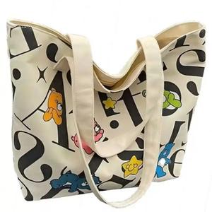 Bolsa de Lona de Gran Capacidad para Estudiantes y Madres, Versátil, Estampada, Informal, para Compras - Product Image 6