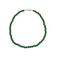 Nouveau Style chinois en acier inoxydable Yuanbao fermoir vert calcédoine collier de perles chaîne en bambou-bijoux en jaspe coloré pour les femmes