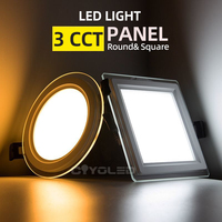 COYOLED Panel de luz de vidrio brillante Panel de luz LED Cuadrados Panel de luz LED de vidrio redondo para el hogar interior