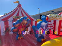 Parcours d'obstacles gonflable commercial en PVC pour enfants, thème cirque et fête foraine, aire de jeux gonflable pour événements à louer