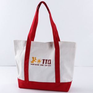 Sac fourre-tout en toile personnalisé avec impression couleur du logo publicitaire, poche et longue anse, entièrement en coton - Product Image 5