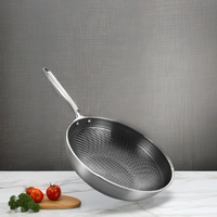 Ensemble de poêles à frire modernes en acier inoxydable écologique, triple couche, antiadhésives, avec wok alvéolé pour la cuisine