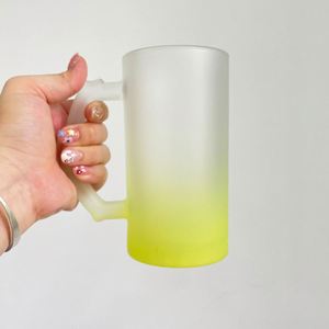 Mug à bière en verre de 16 oz avec revêtement coloré dégradé givré pour impression par transfert thermique par sublimation - Product Image 3
